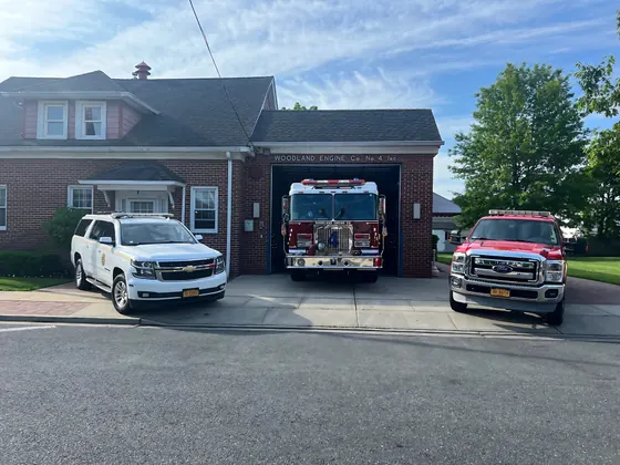 The Woodland firehouse with Engine 4 and the company’s other apparatus